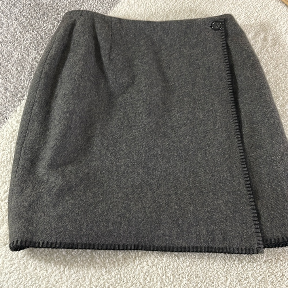 Vintage Brooks Brothers mini skirt Womens size 14 wool wrap Academia Gray